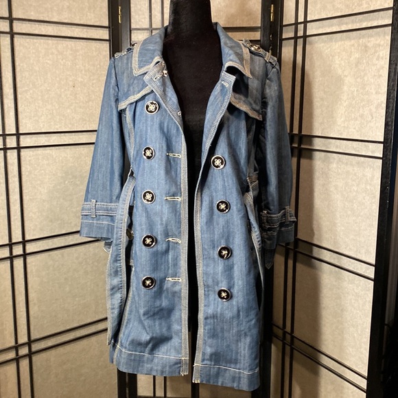 Christopher & Banks jean overcoat- Size large - Picture 7 of 13